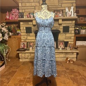 Hollister Blue Paisley Tiered Midi Dress - Women